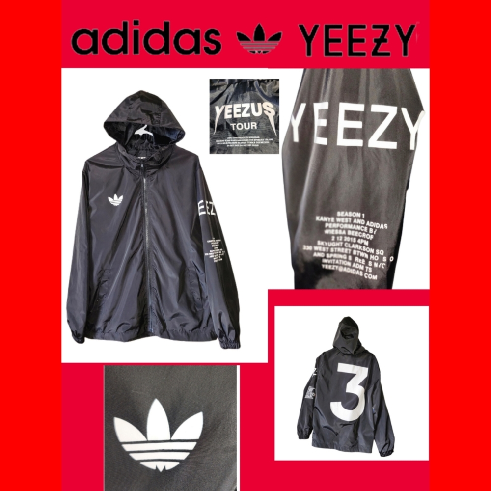ADIDAS YEEZY SEASON 1 BLACK WINDBREAKER JACKET SIZE M/L